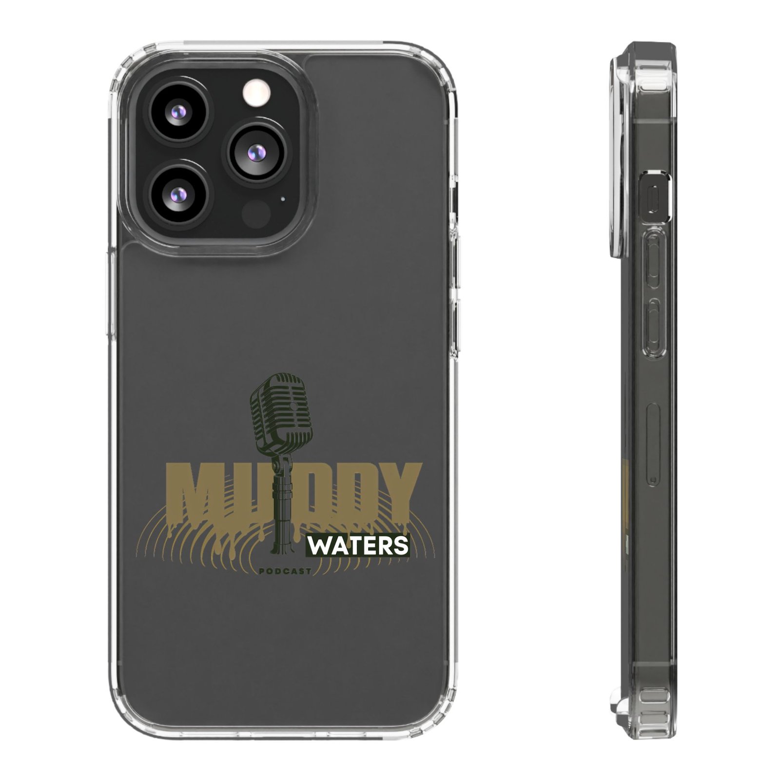 Clear Phone Case – 'Muddy Waters' Vintage Microphone Design - Image 50