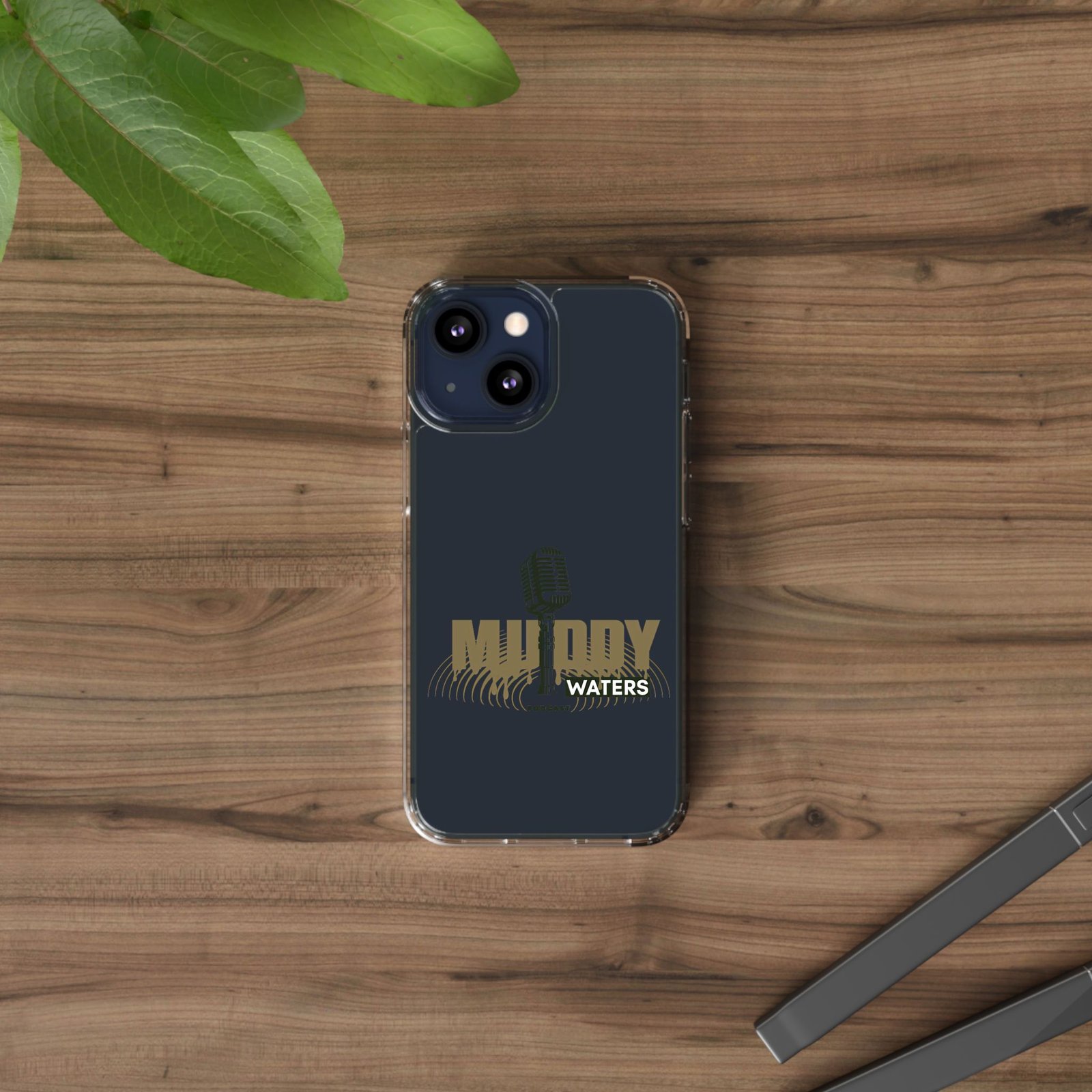 Clear Phone Case – 'Muddy Waters' Vintage Microphone Design - Image 45