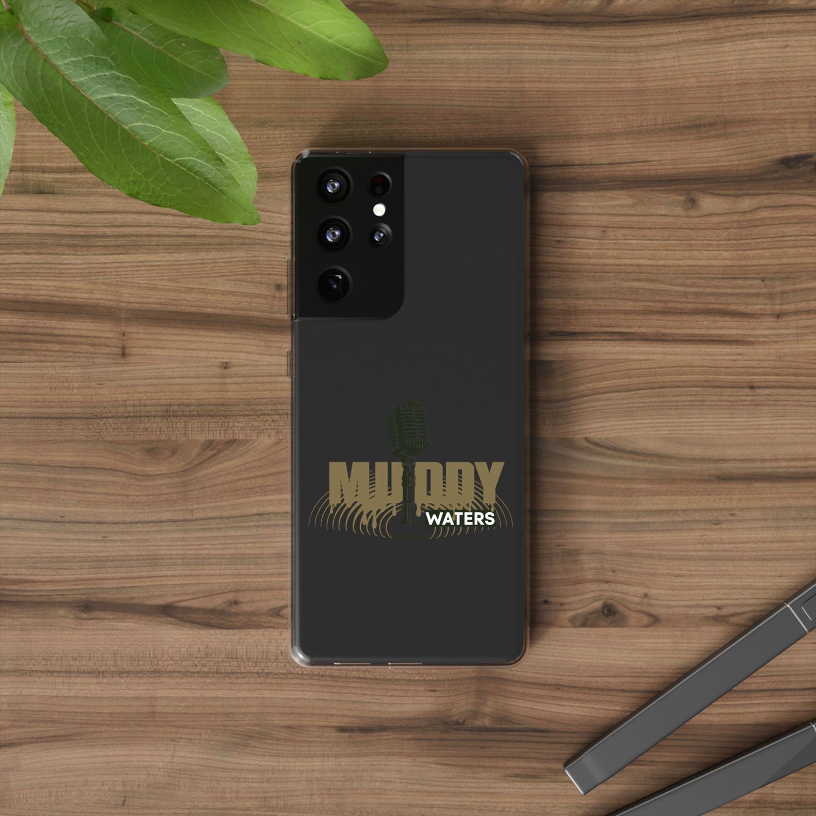 Clear Phone Case – 'Muddy Waters' Vintage Microphone Design - Image 32