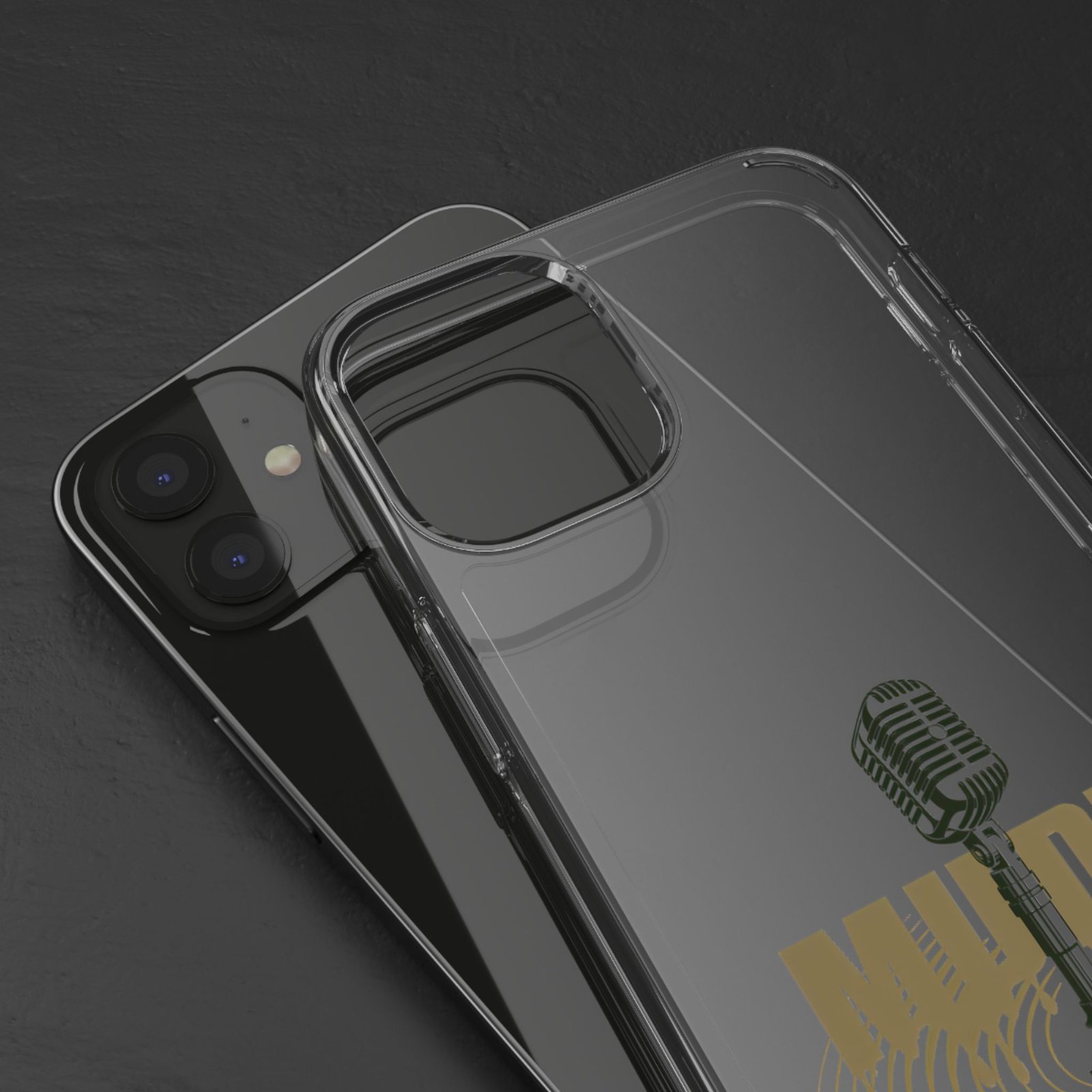Clear Phone Case – 'Muddy Waters' Vintage Microphone Design - Image 2
