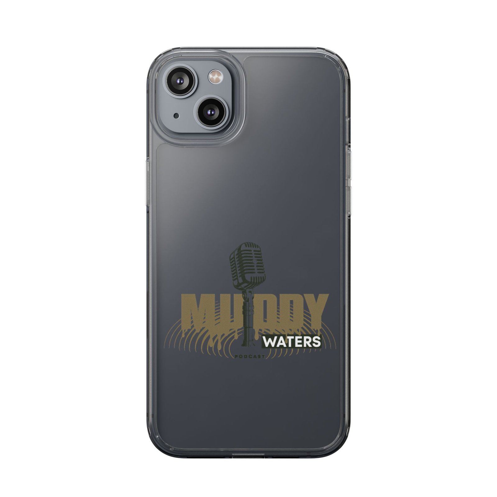 Clear Phone Case – 'Muddy Waters' Vintage Microphone Design - Image 104
