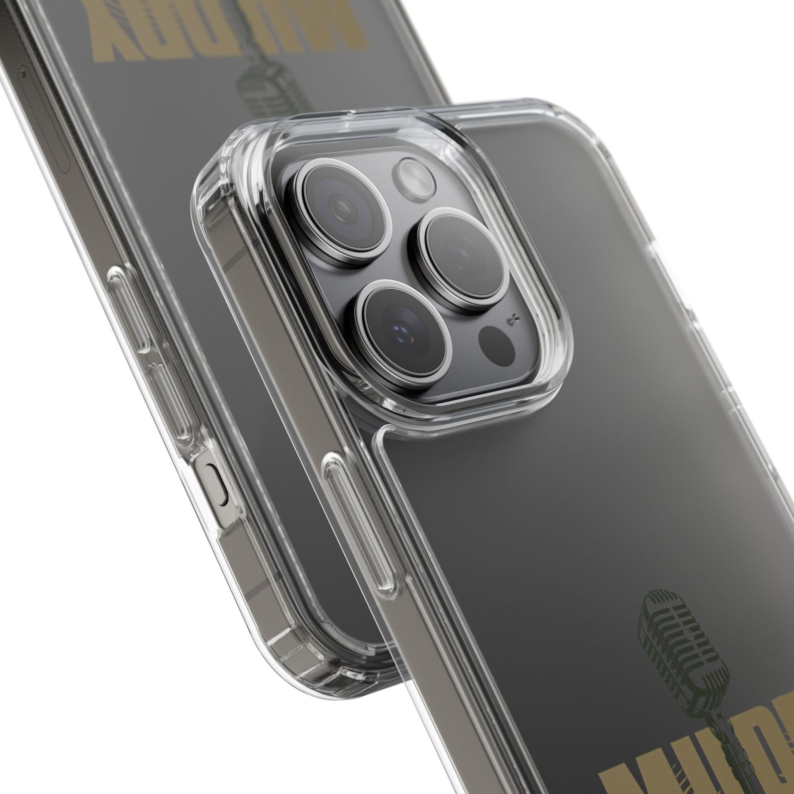 Clear Phone Case – 'Muddy Waters' Vintage Microphone Design - Image 94