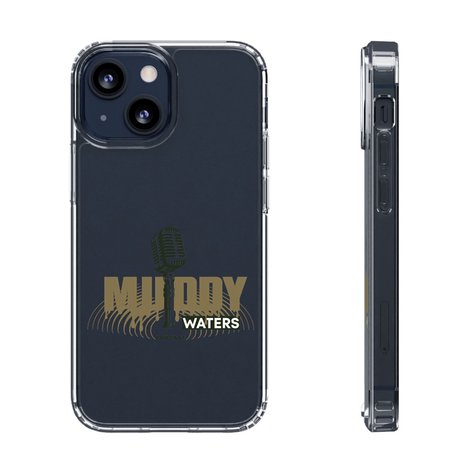 Clear Phone Case – 'Muddy Waters' Vintage Microphone Design - Image 43