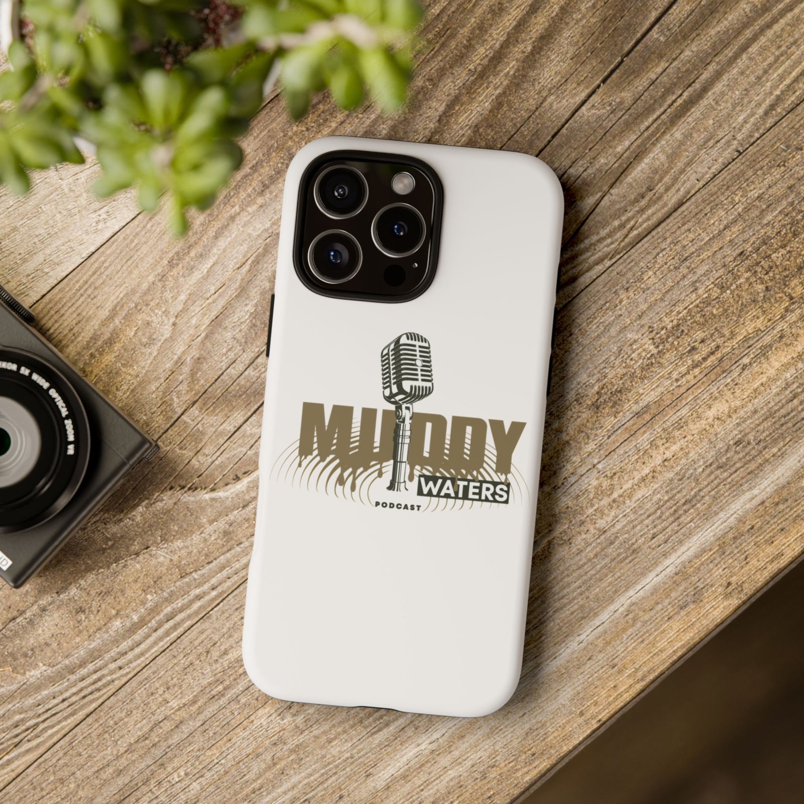 Muddy Waters Podcast Tough Phone Case – Retro Microphone Design - Image 190