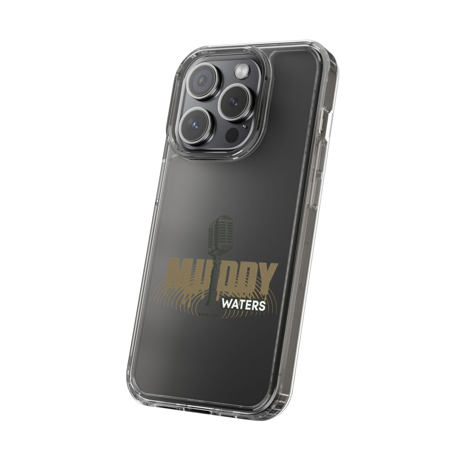 Clear Phone Case – 'Muddy Waters' Vintage Microphone Design - Image 85
