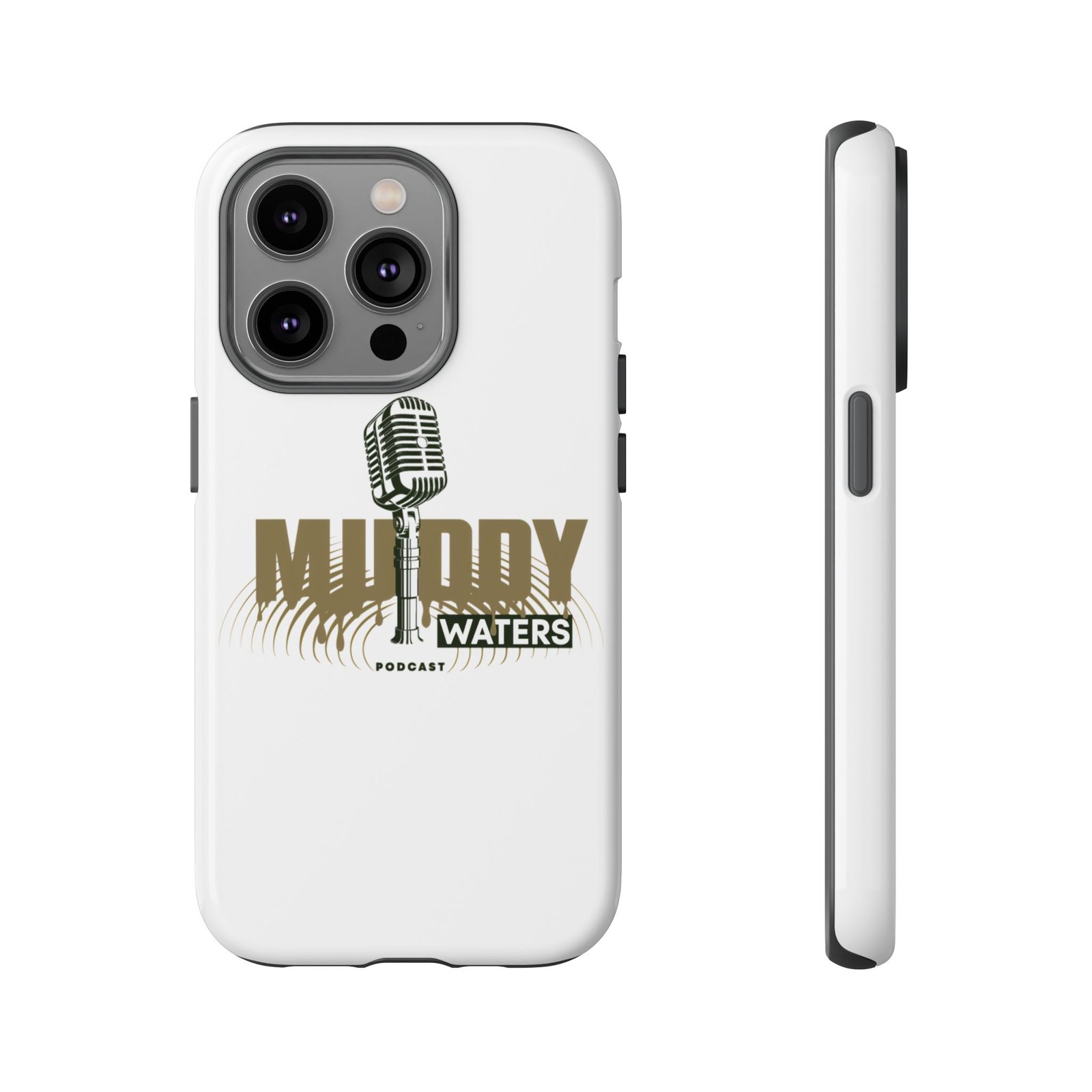 Muddy Waters Podcast Tough Phone Case – Retro Microphone Design - Image 55