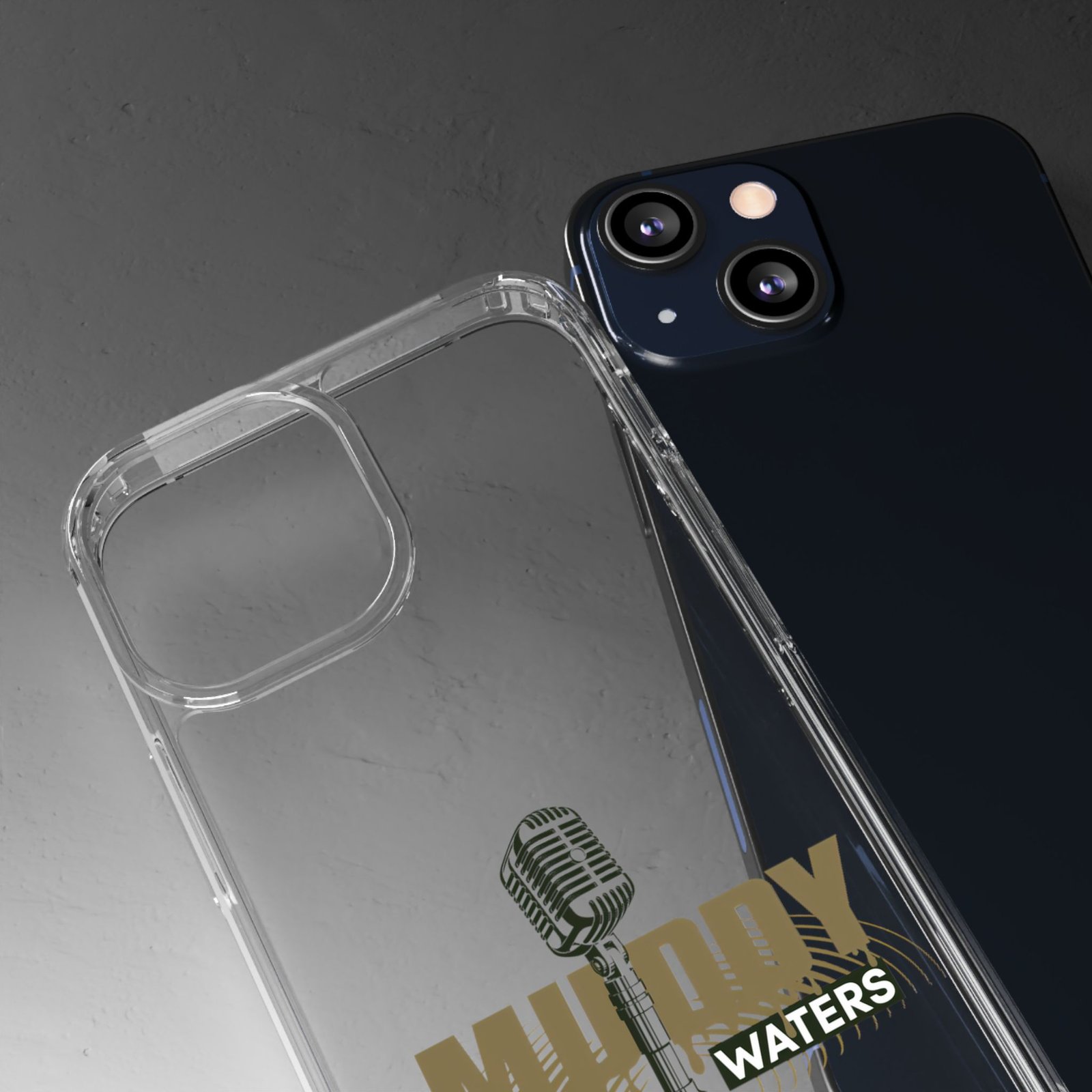 Clear Phone Case – 'Muddy Waters' Vintage Microphone Design - Image 44