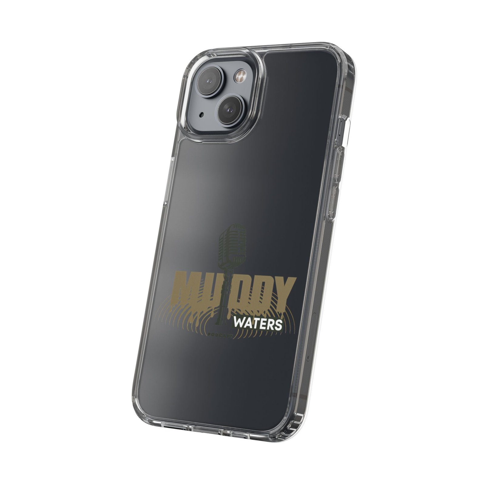 Clear Phone Case – 'Muddy Waters' Vintage Microphone Design - Image 97
