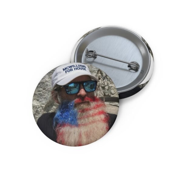 Patriotic Beard Photo Pin Button — Custom 4th of July Flag Face Button