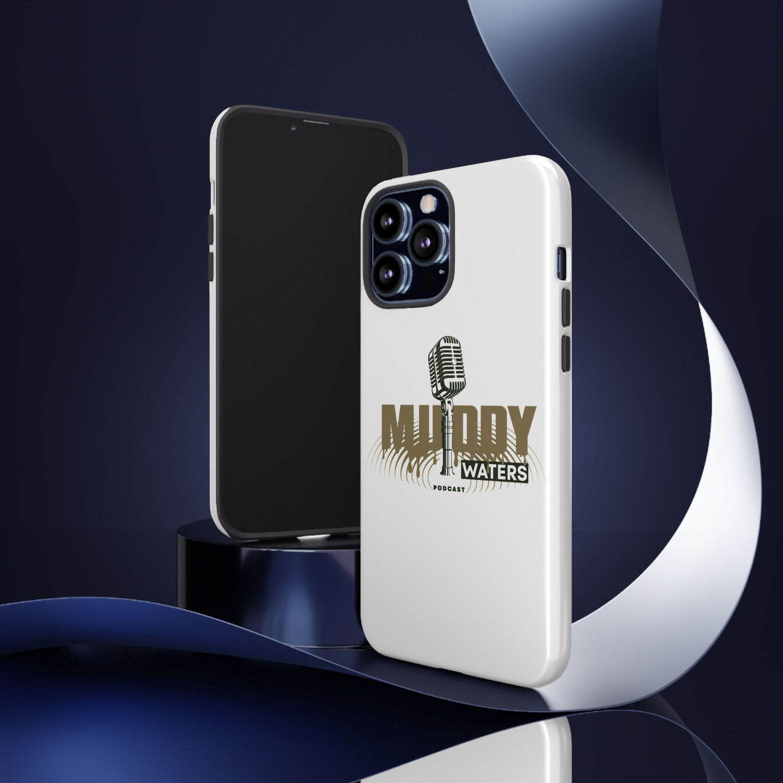 Muddy Waters Podcast Tough Phone Case – Retro Microphone Design - Image 40