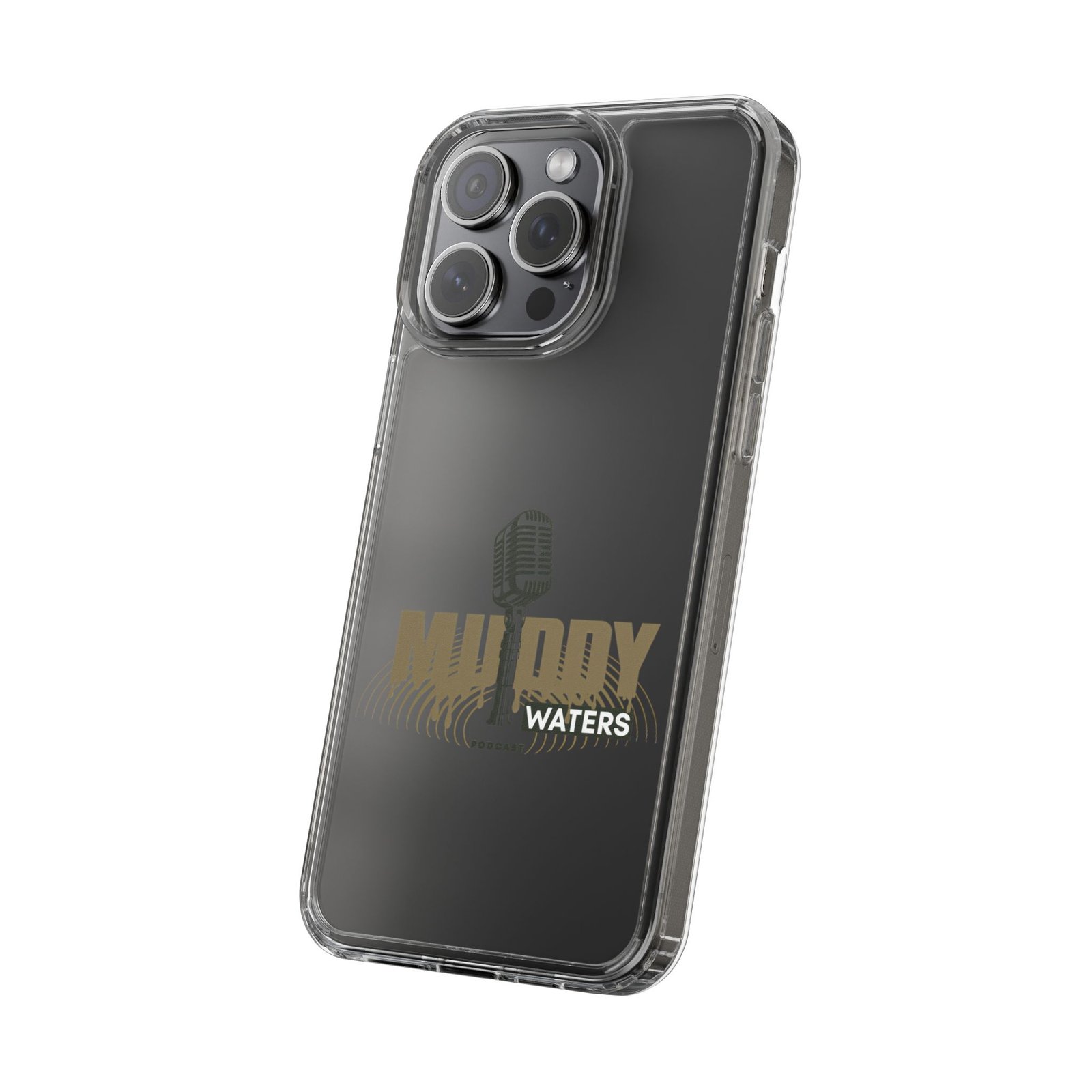 Clear Phone Case – 'Muddy Waters' Vintage Microphone Design - Image 93