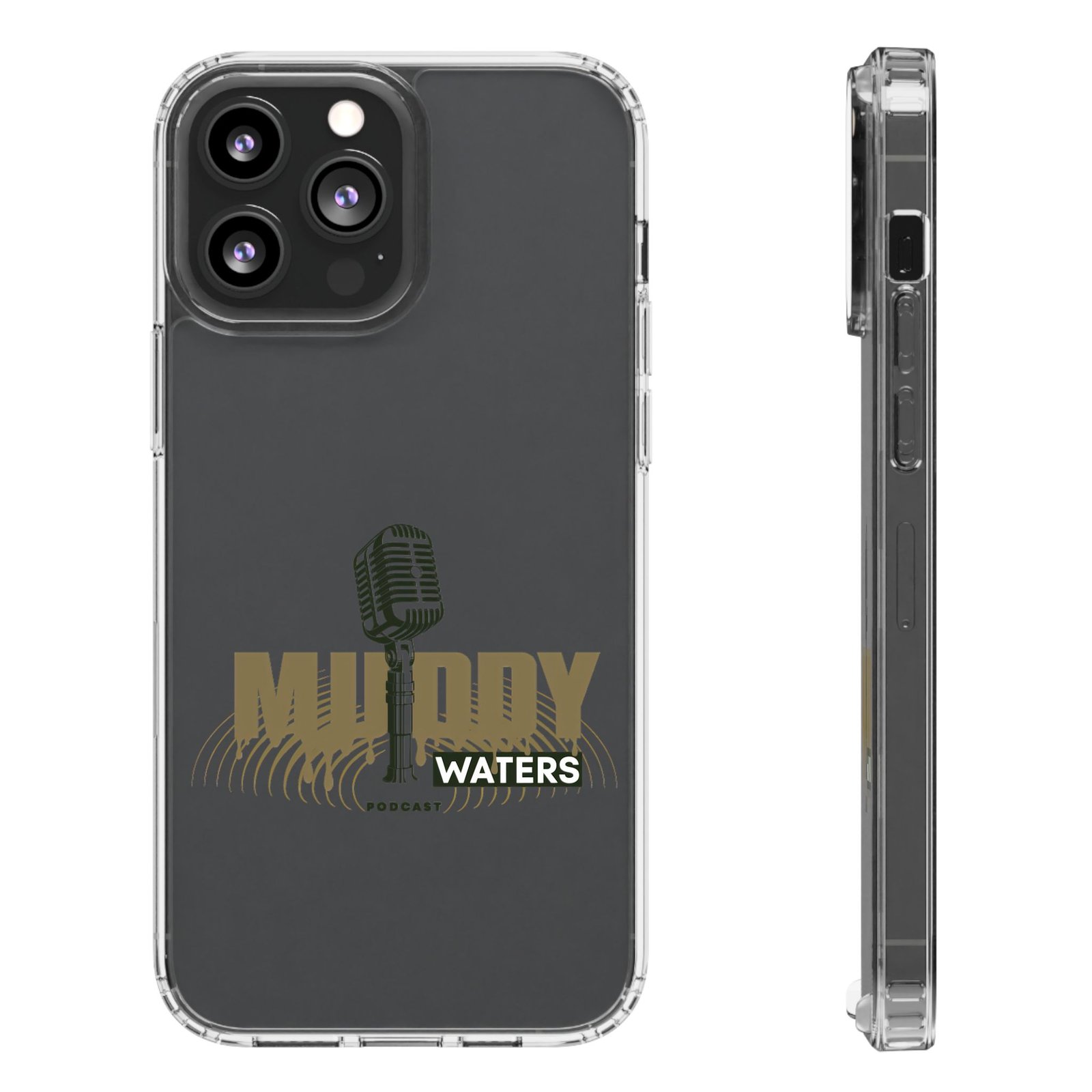 Clear Phone Case – 'Muddy Waters' Vintage Microphone Design - Image 61