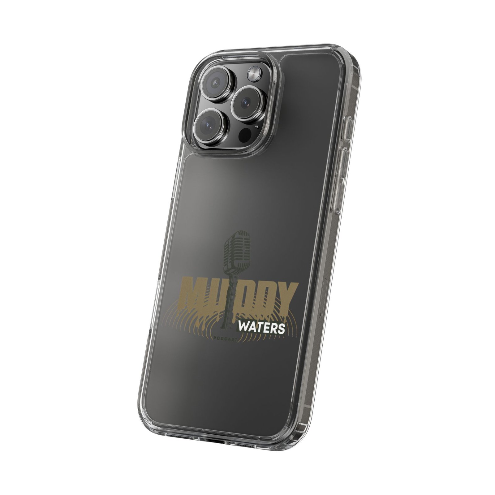 Clear Phone Case – 'Muddy Waters' Vintage Microphone Design - Image 77