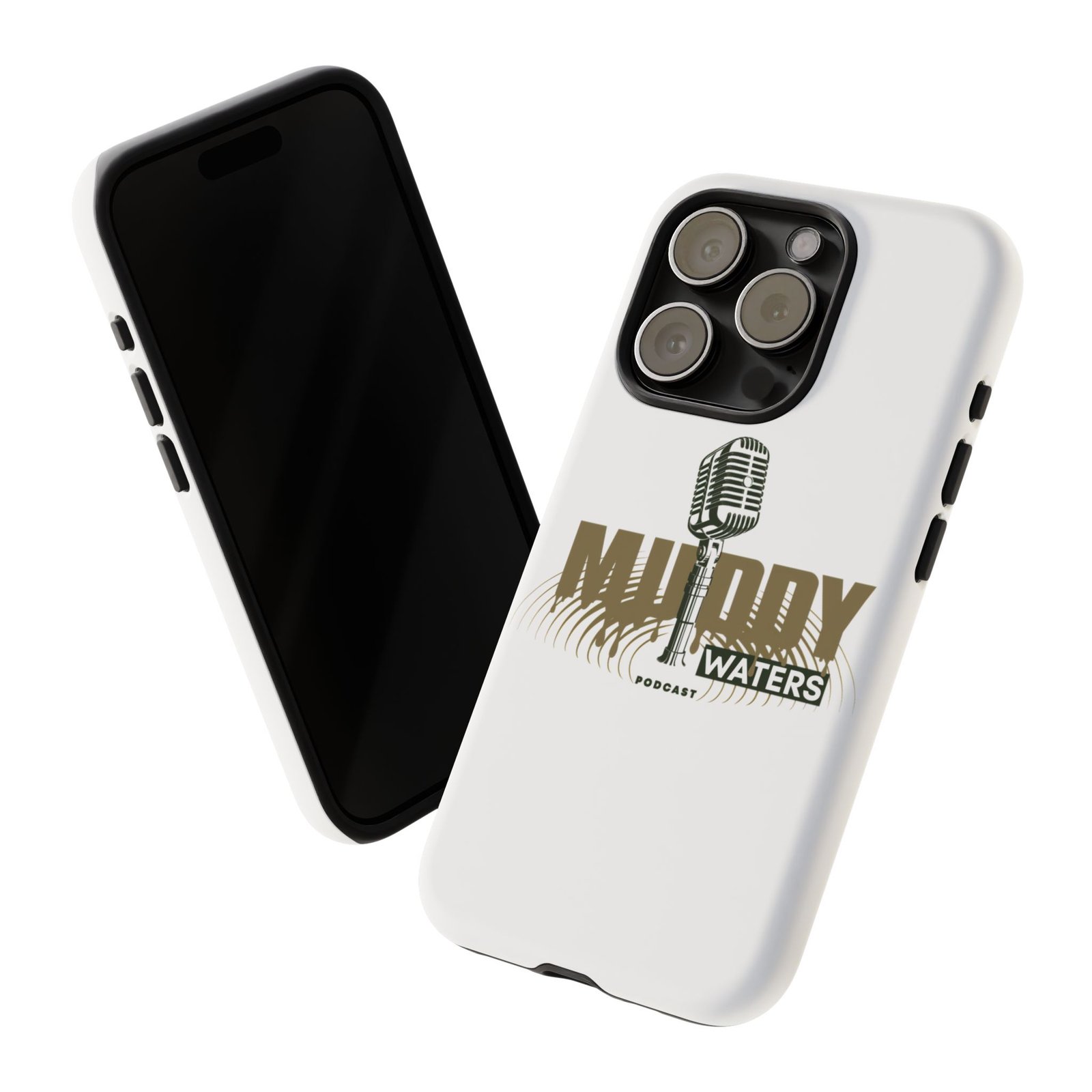 Muddy Waters Podcast Tough Phone Case – Retro Microphone Design - Image 111