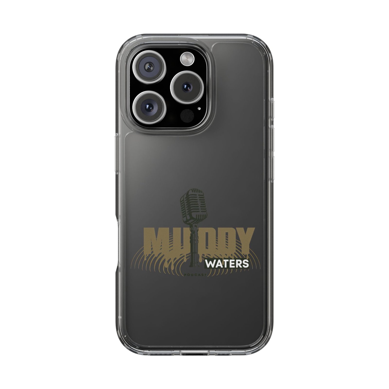 Clear Phone Case – 'Muddy Waters' Vintage Microphone Design - Image 68