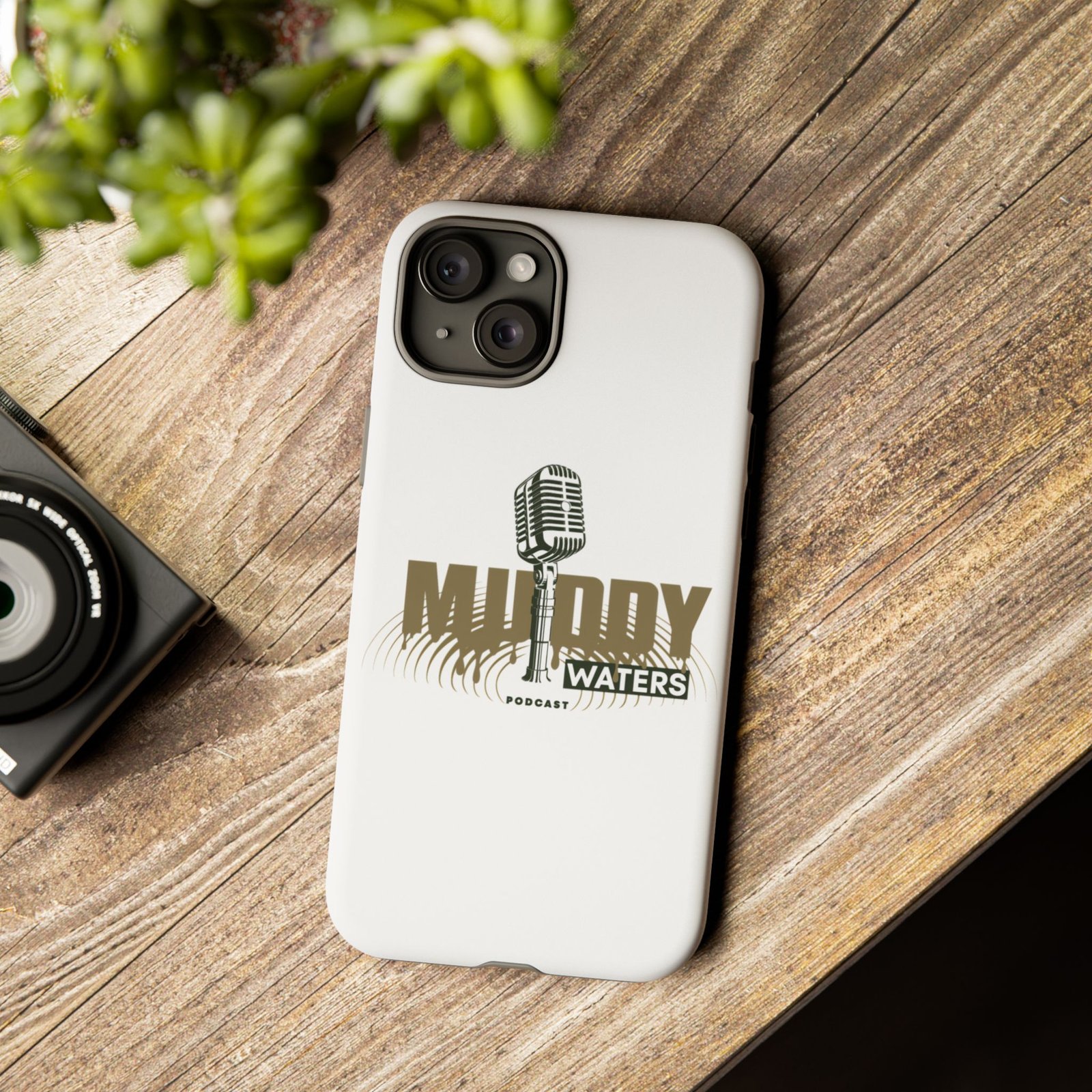 Muddy Waters Podcast Tough Phone Case – Retro Microphone Design - Image 106