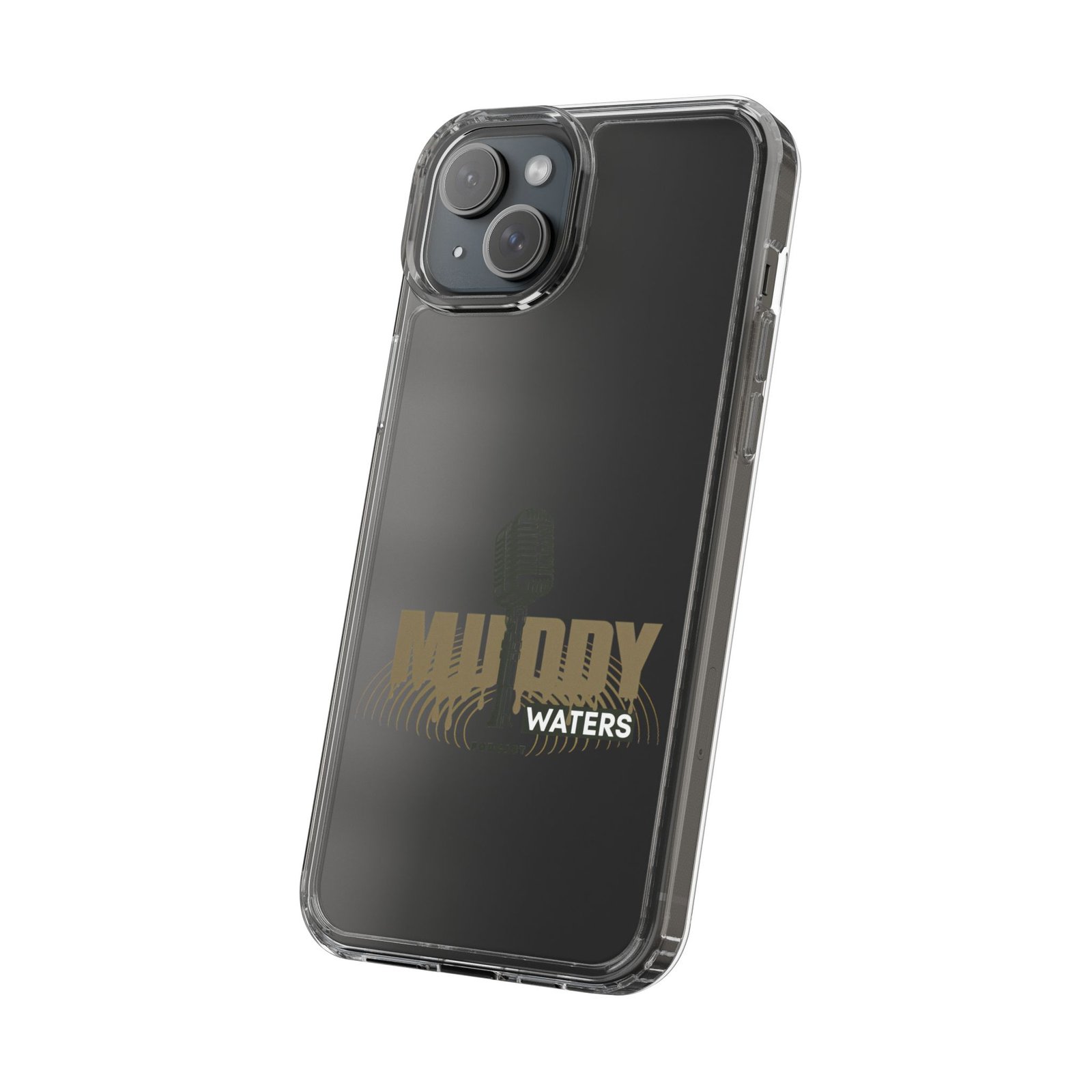 Clear Phone Case – 'Muddy Waters' Vintage Microphone Design - Image 89