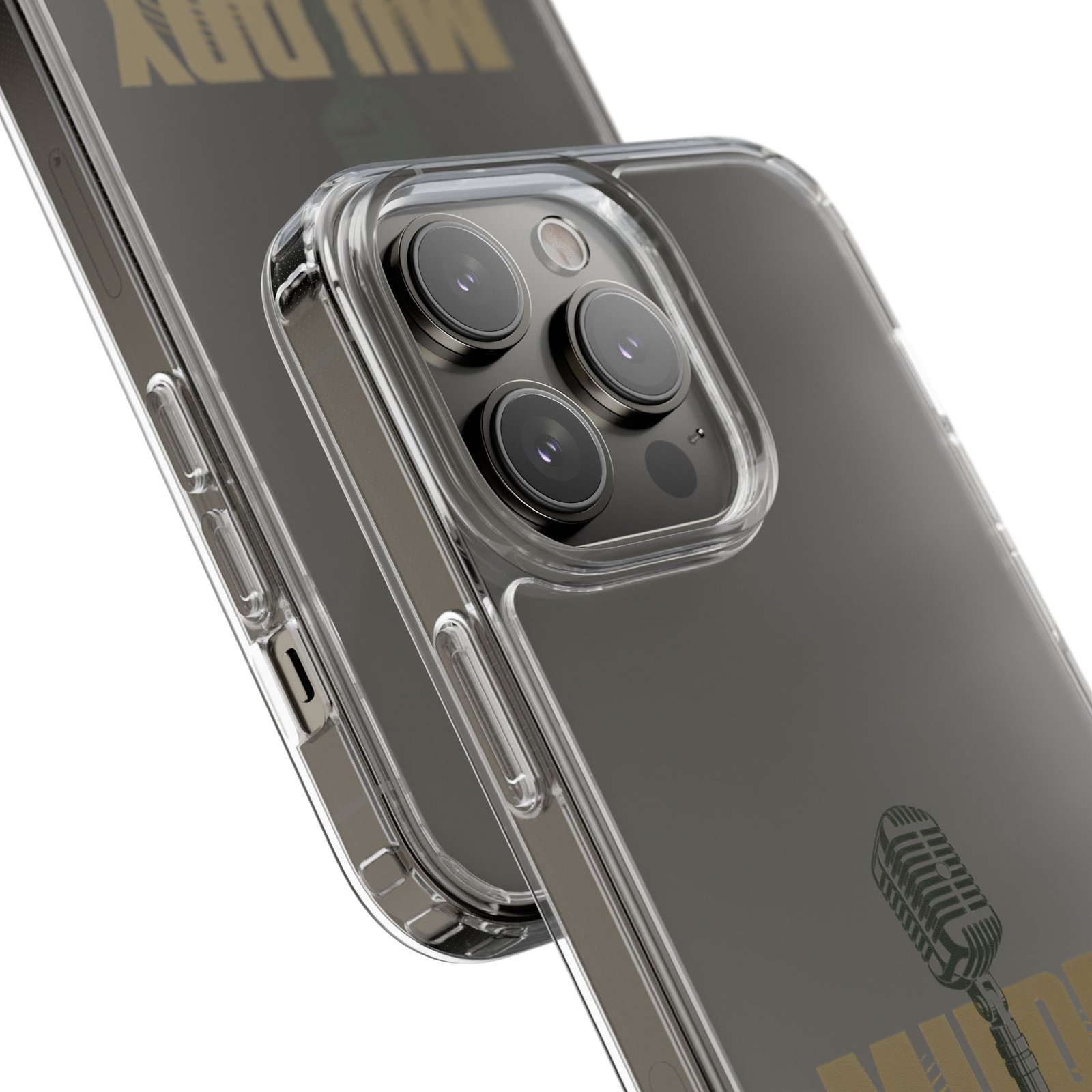 Clear Phone Case – 'Muddy Waters' Vintage Microphone Design - Image 110