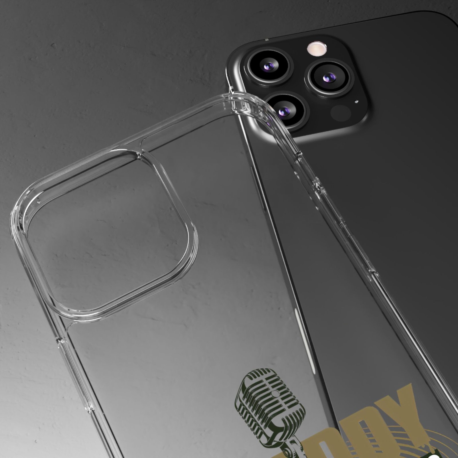 Clear Phone Case – 'Muddy Waters' Vintage Microphone Design - Image 62