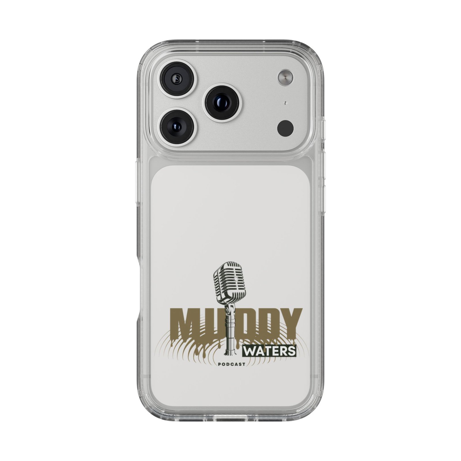 Clear Phone Case – 'Muddy Waters' Vintage Microphone Design - Image 114
