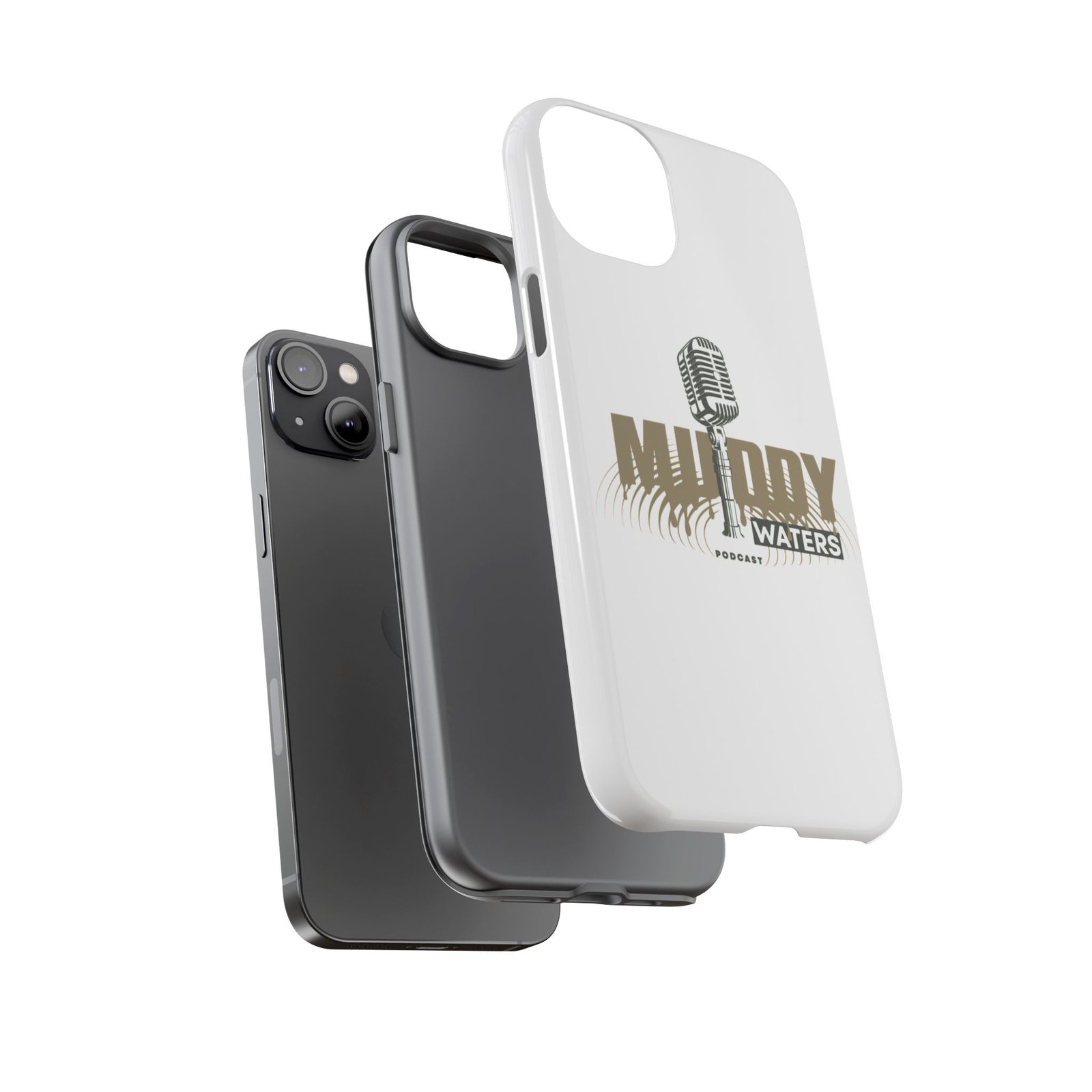 Muddy Waters Podcast Tough Phone Case – Retro Microphone Design - Image 65
