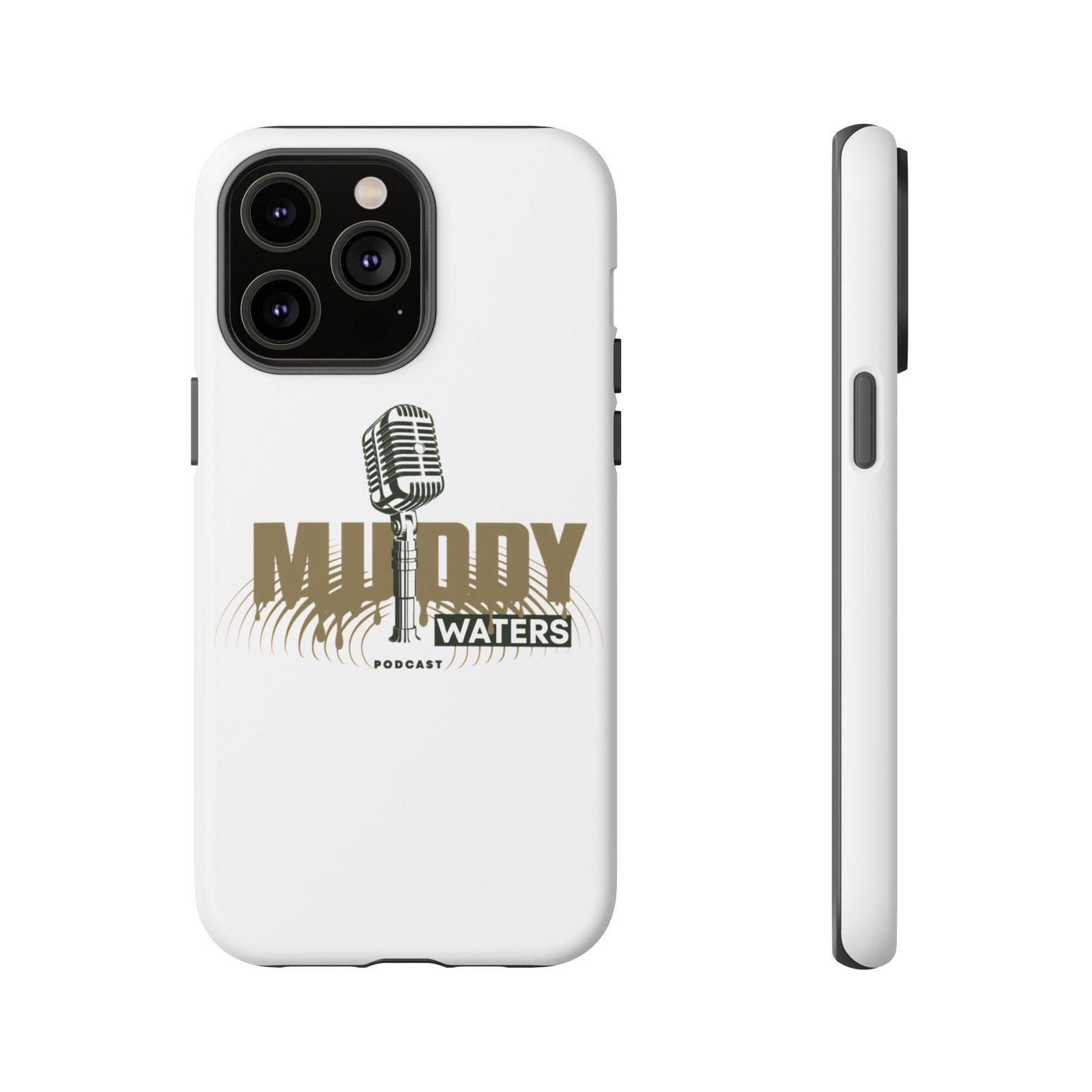 Muddy Waters Podcast Tough Phone Case – Retro Microphone Design - Image 75
