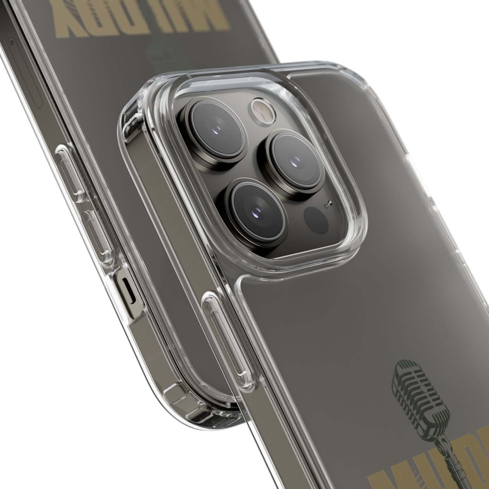 Clear Phone Case – 'Muddy Waters' Vintage Microphone Design - Image 102