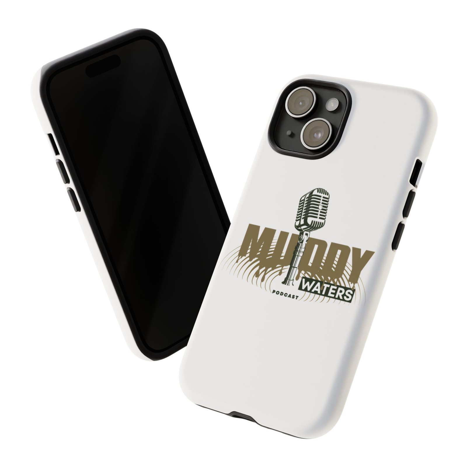 Muddy Waters Podcast Tough Phone Case – Retro Microphone Design - Image 99