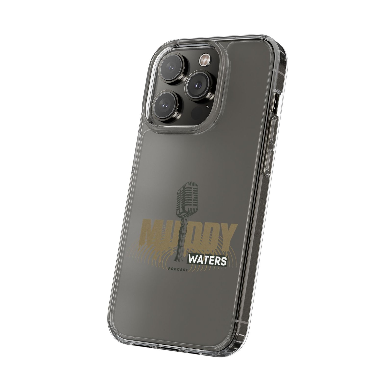 Clear Phone Case – 'Muddy Waters' Vintage Microphone Design - Image 101