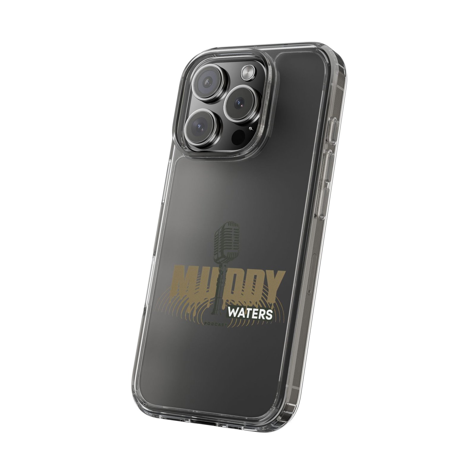 Clear Phone Case – 'Muddy Waters' Vintage Microphone Design - Image 69