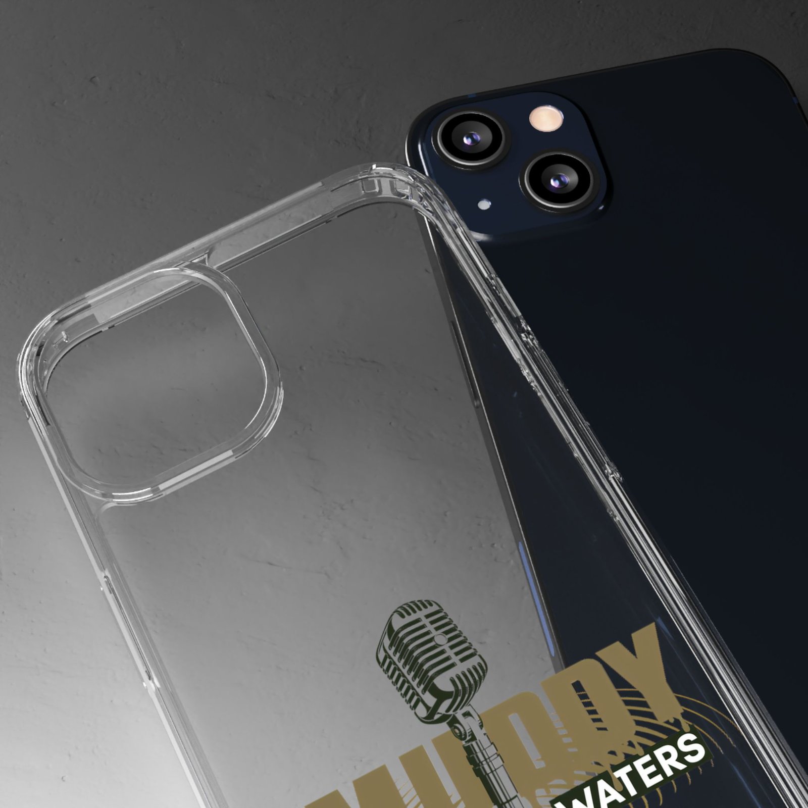 Clear Phone Case – 'Muddy Waters' Vintage Microphone Design - Image 41