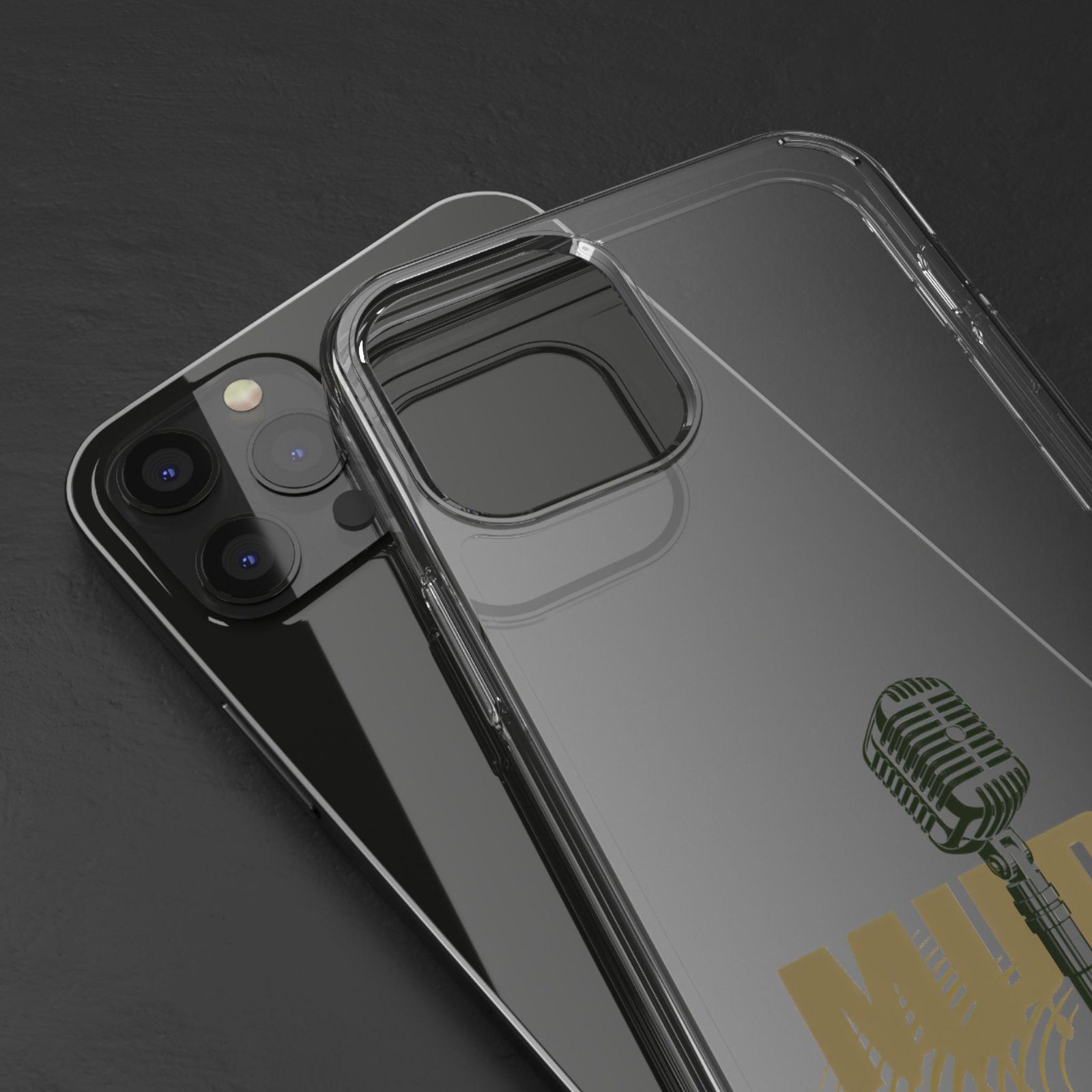 Clear Phone Case – 'Muddy Waters' Vintage Microphone Design - Image 6