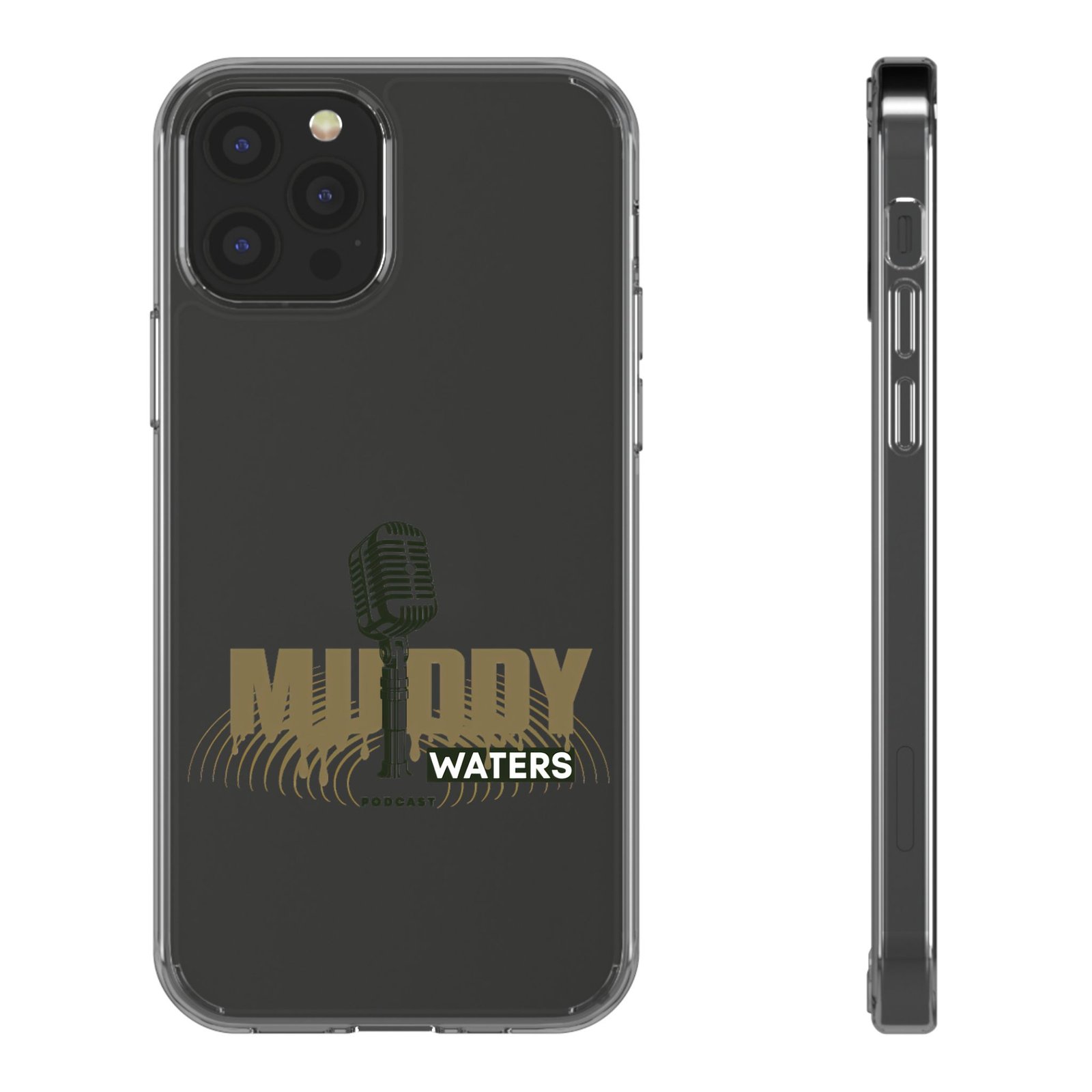Clear Phone Case – 'Muddy Waters' Vintage Microphone Design - Image 5