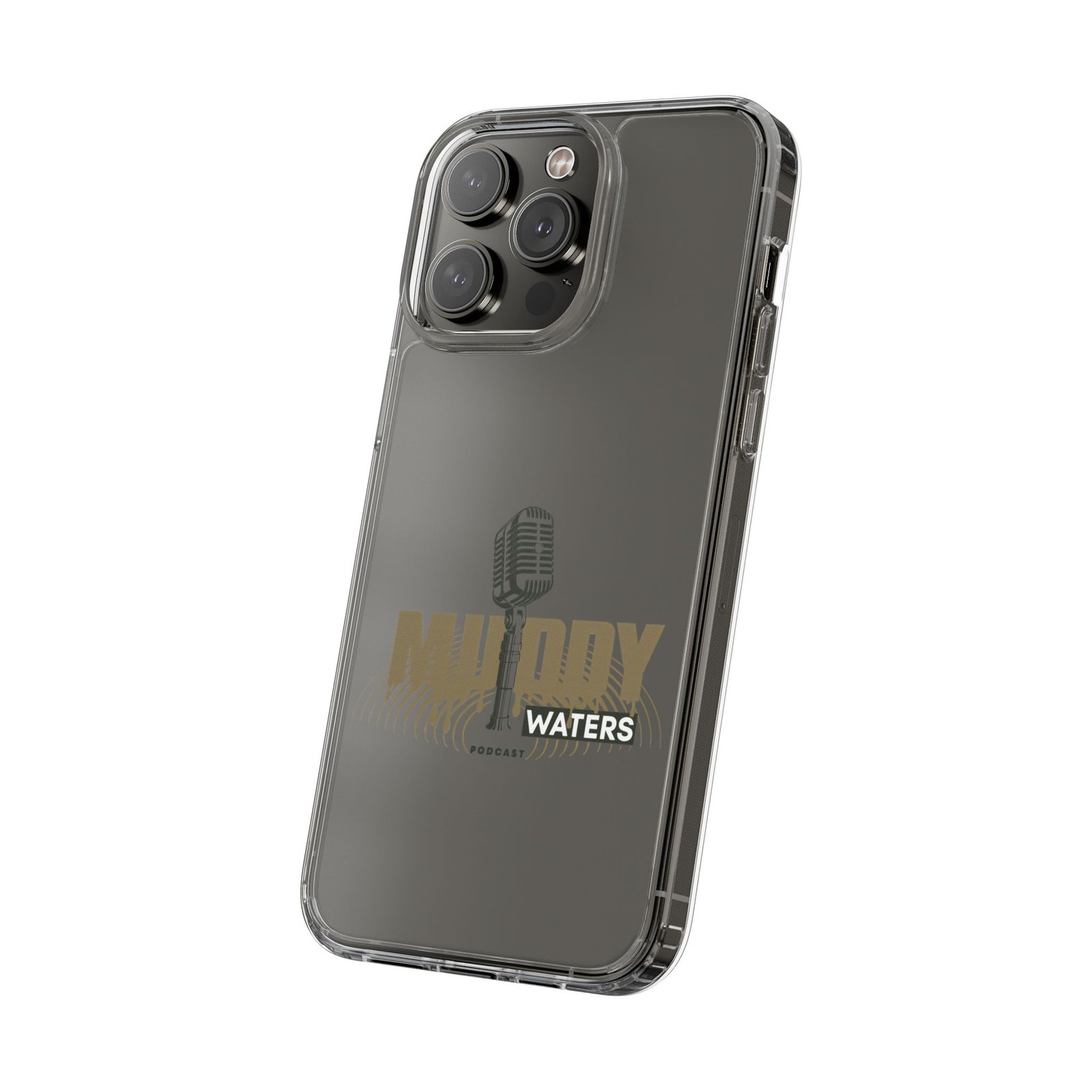Clear Phone Case – 'Muddy Waters' Vintage Microphone Design - Image 109