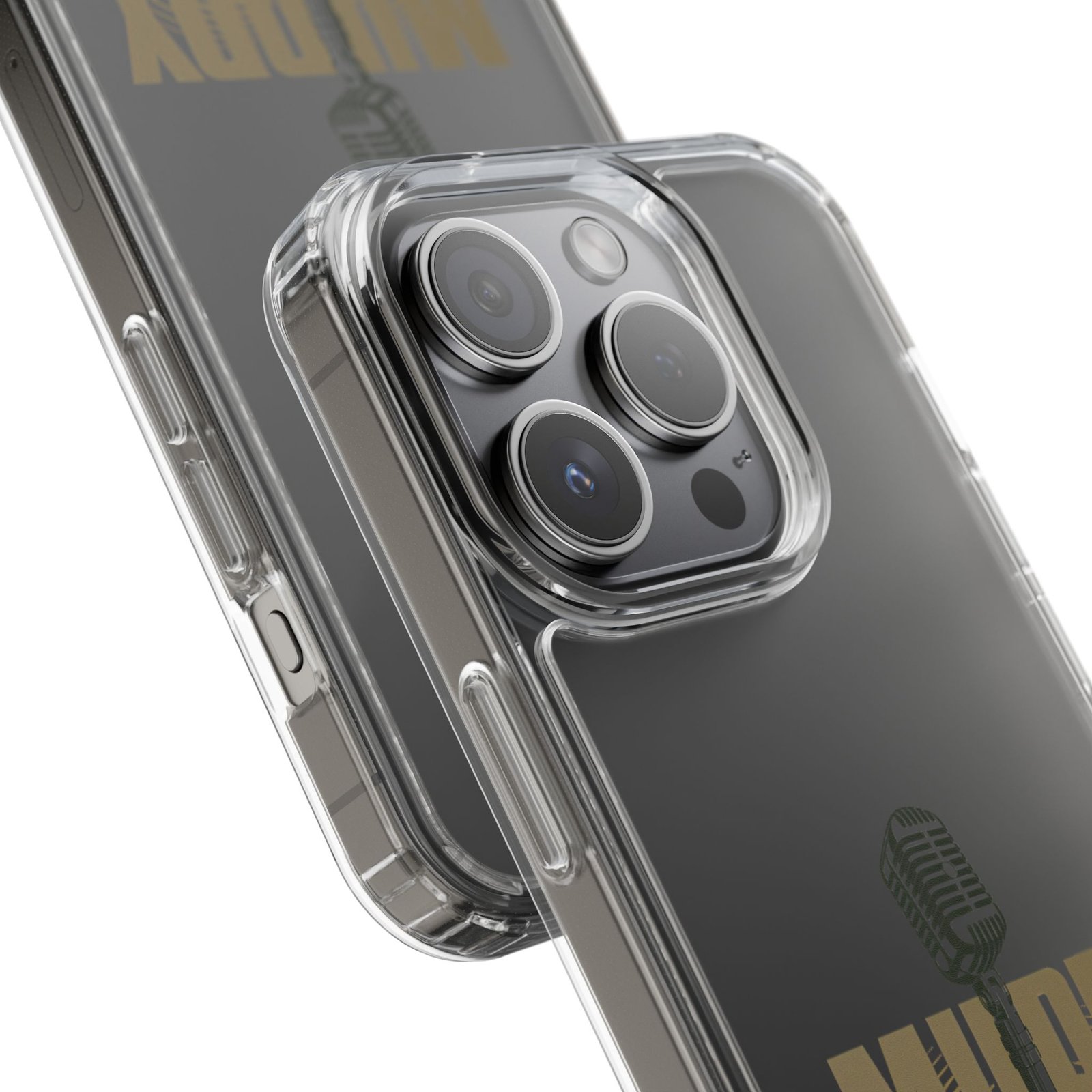 Clear Phone Case – 'Muddy Waters' Vintage Microphone Design - Image 86