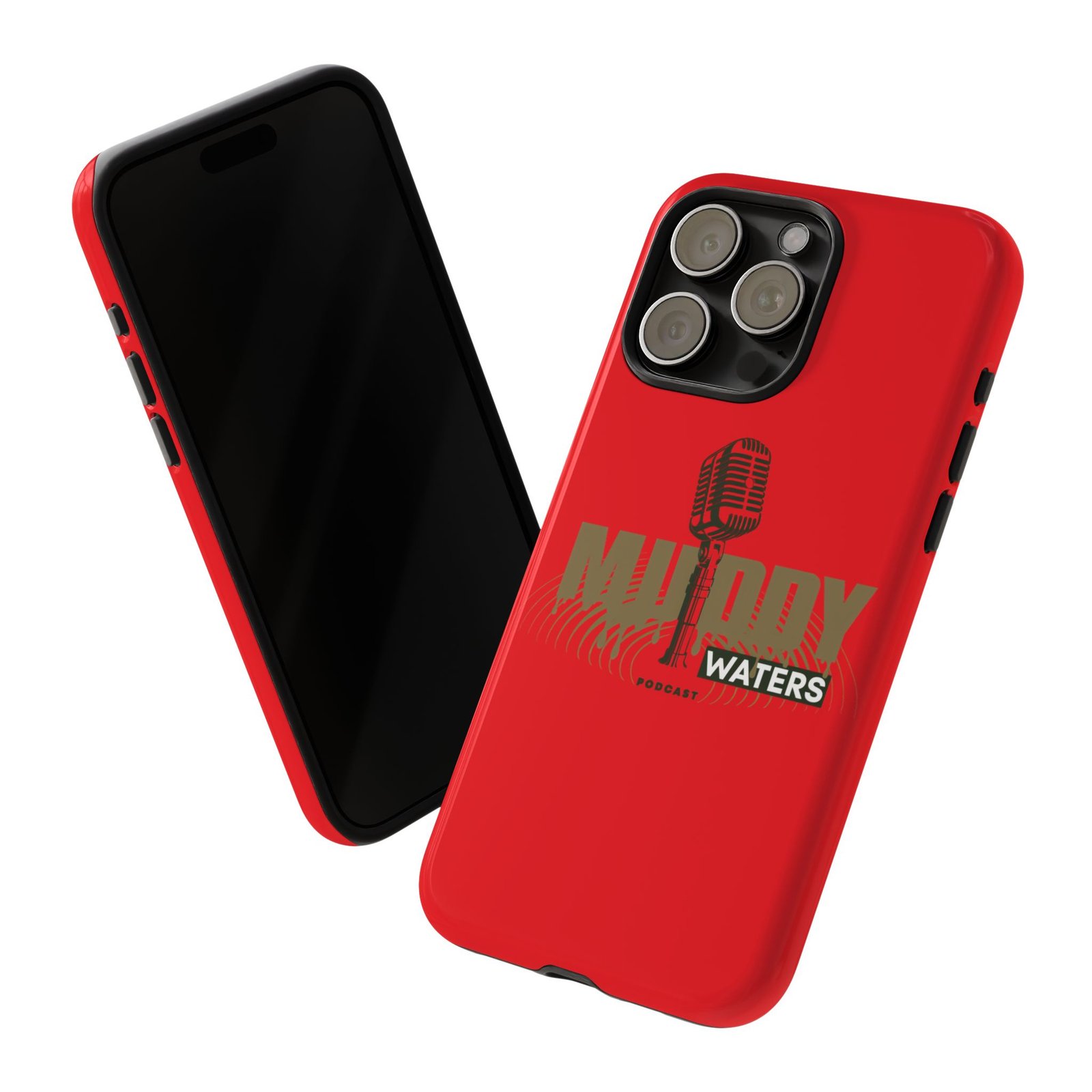 Muddy Waters Podcast Tough Phone Case – Retro Microphone Design - Image 107