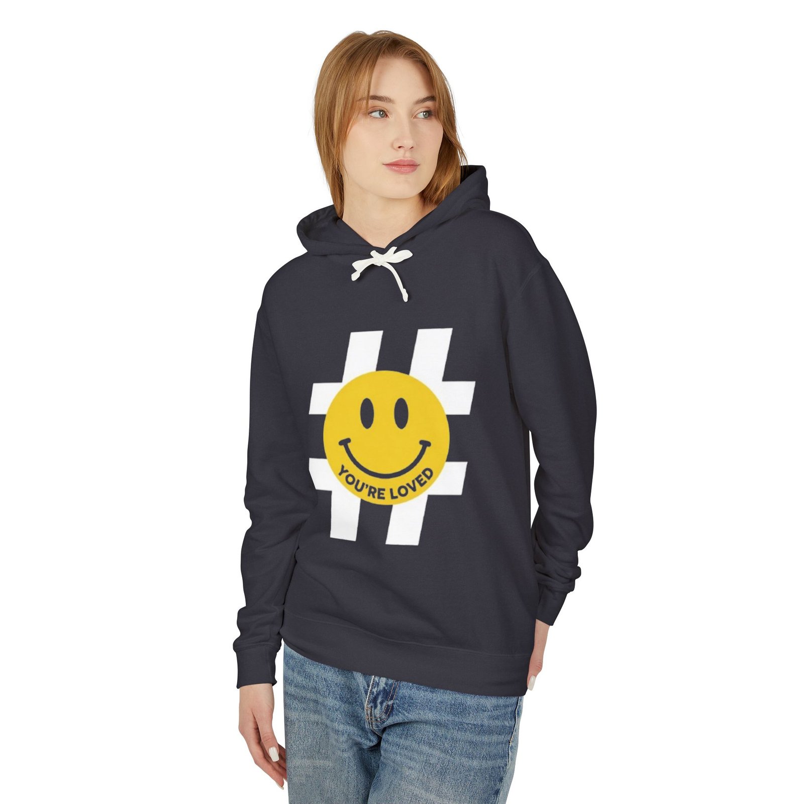 Smiley "You're Loved" Hoodie — Positive Message Lightweight Pullover - Image 10