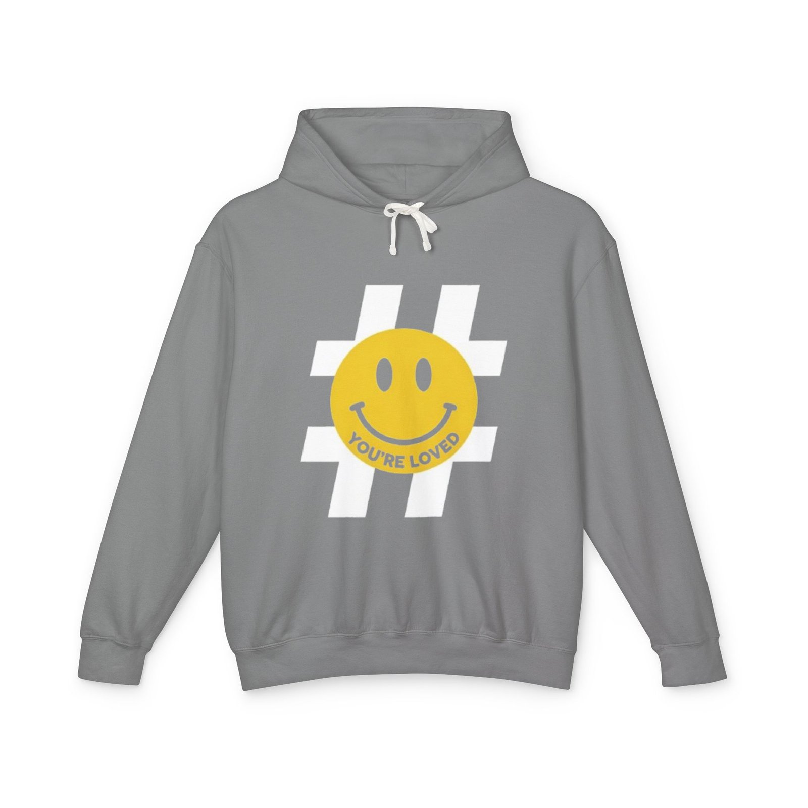Smiley "You're Loved" Hoodie — Positive Message Lightweight Pullover - Image 5