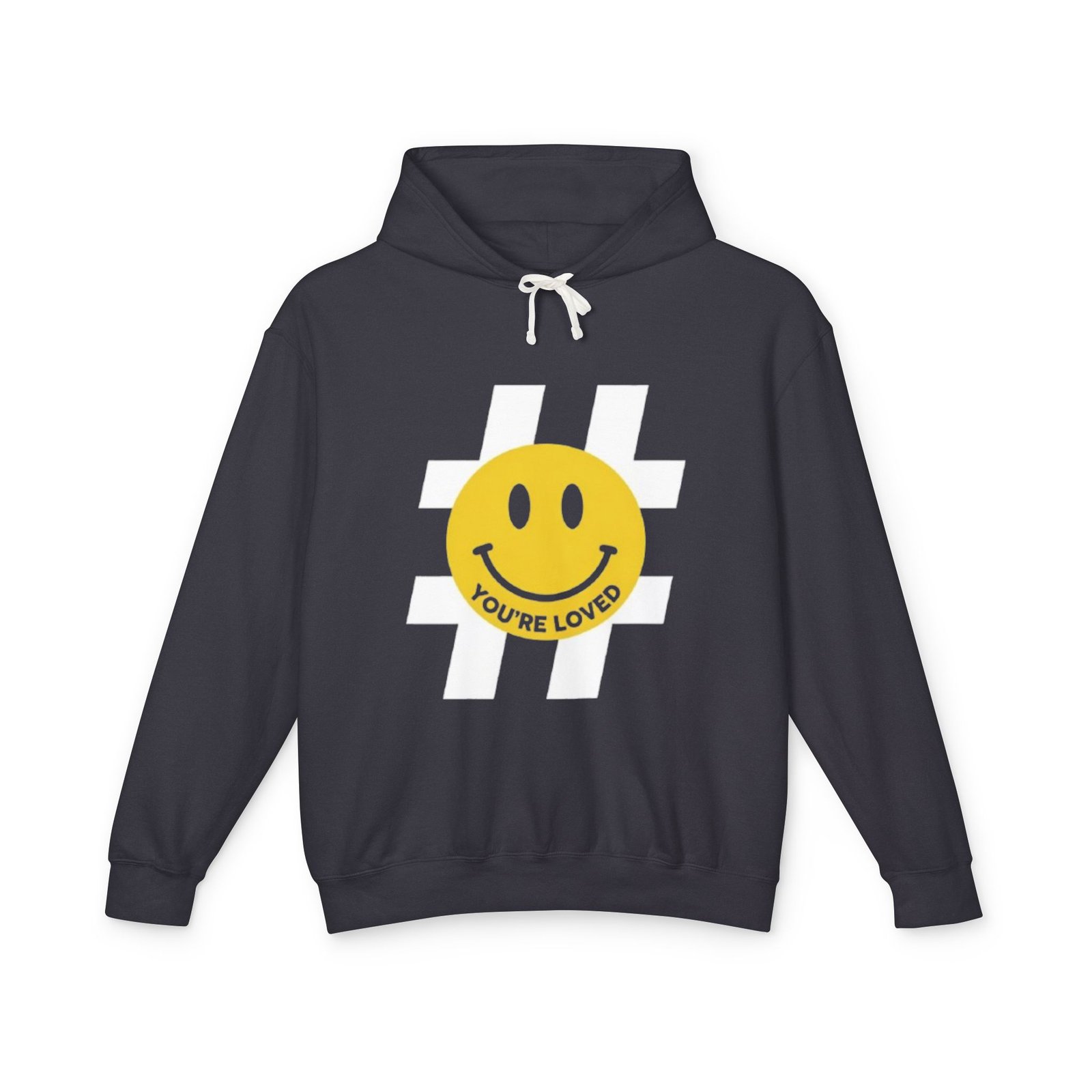 Smiley "You're Loved" Hoodie — Positive Message Lightweight Pullover - Image 9