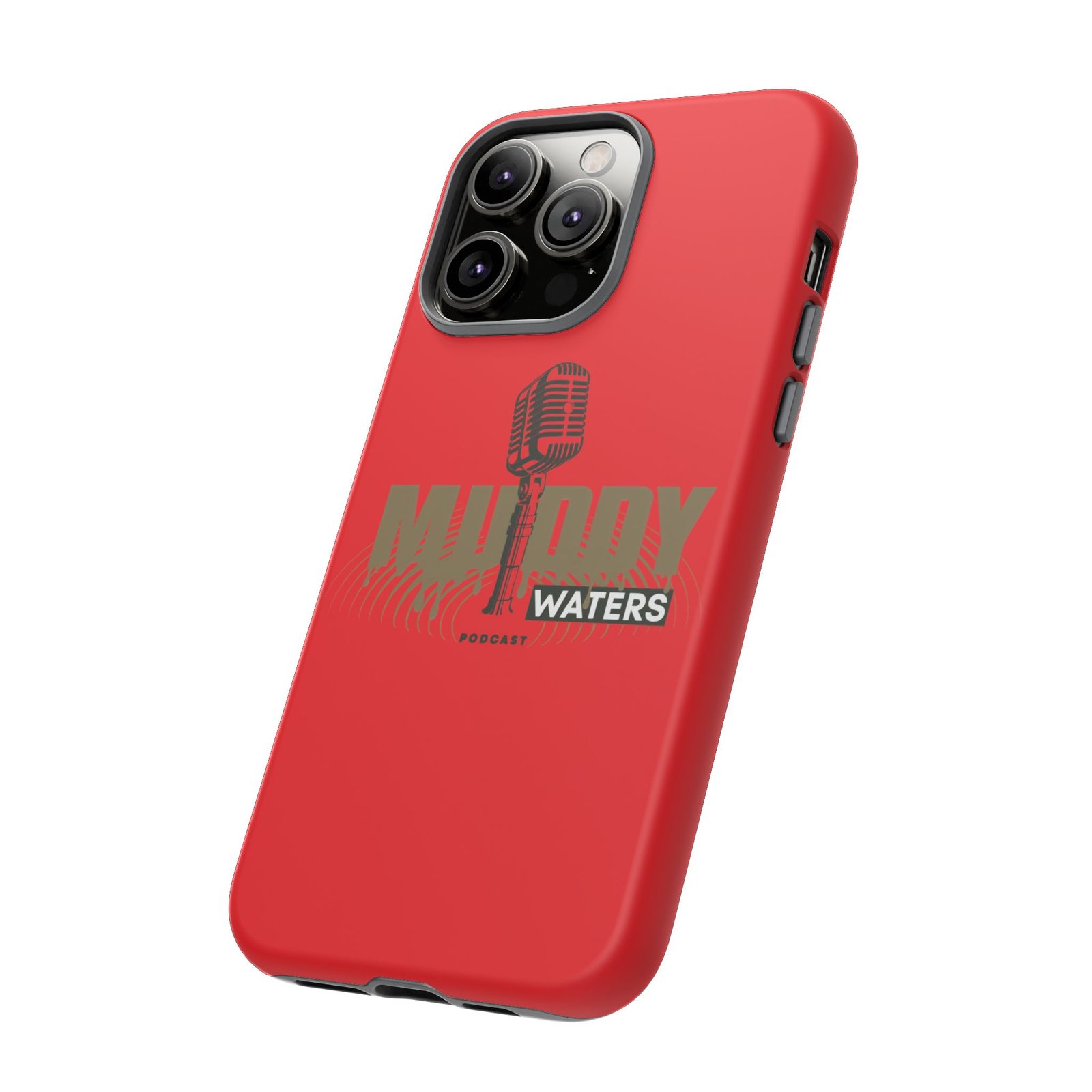 Muddy Waters Podcast Tough Phone Case – Retro Microphone Design - Image 75