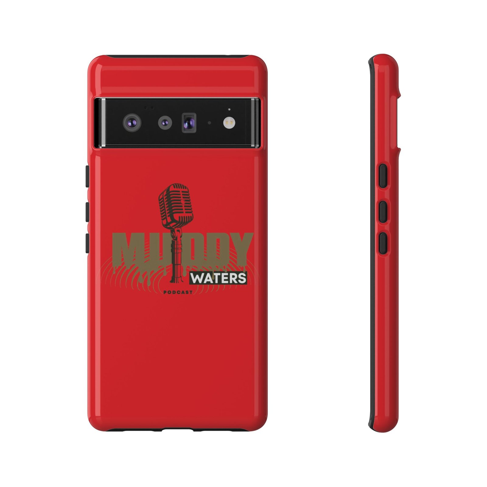 Muddy Waters Podcast Tough Phone Case – Retro Microphone Design - Image 86